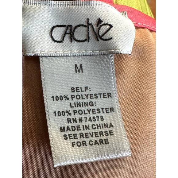 Cache Pink Neon Green Sleeveless High Low Accordion Pleated Maxi Dress Size M - Picture 3 of 5